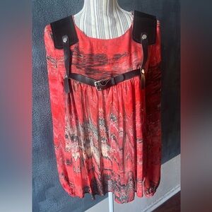 Iceberg Red and Black Patterned blouse